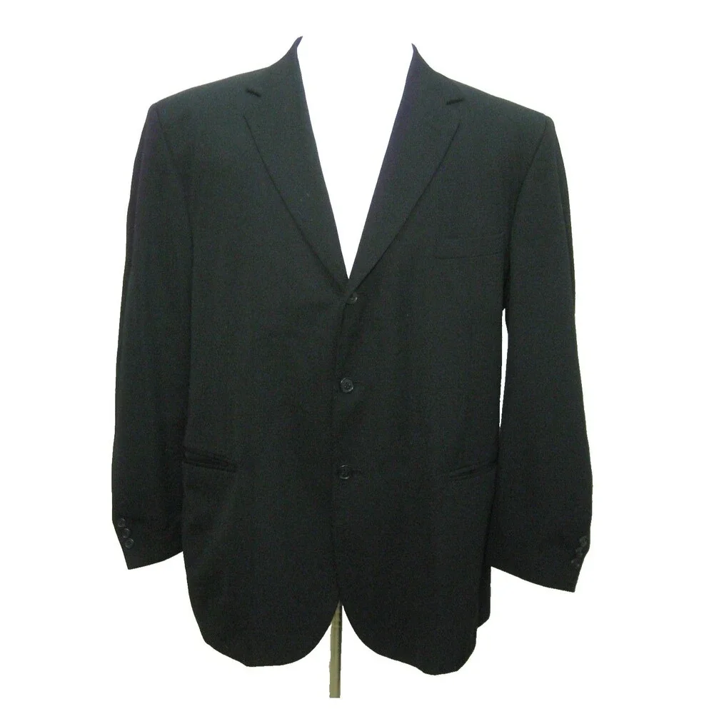 City Streets Mens Size 44R Black Wool Blend Sport Coat Blazer Suit Jacket
